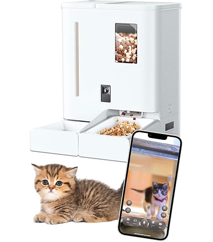 Amazon | 【業界初登場！2in1一体型 】自動給餌器 猫 カメラ付き 中