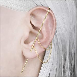 耳ラップクローラーフックイヤリング ピアス 軟骨 耳介クリップの耳の針の周り 光沢のあるメタルクラシックイヤリング ユニ…