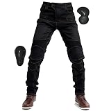 [RENHE] バイクパンツ 夏 メンズ バイク用メッシュパンツ 夏用 ライディングパンツ 通気 ライダースパンツ プロテクター バイクズボン ストレッチ素材 耐磨耗 ブラック Lサイズ