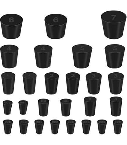 Uxcell 6-Pack Solid Rubber Stoppers - 34x27x25mm Tapered Lab Plugs For Test Tubes, Flasks, Glassware