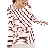 Spinas(スピナス) 授乳服 ボーダー トップス 長袖 カットソー シンプル 着回し力が高い 産後 用 産後用 授乳口 マタニティ クロスオープン 4カラー （オフホワイト×レッド、XL）