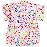 甚平 ロンパース ベビー 女の子 綿100% 日本製生地 グレコ カバーオール 花火/白-9948 80cm