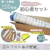 [初心者セット2]選べる150種類/生のり付き壁紙30m+施工道具7点/【CC-VS7028】/JQ5/●ジョイントコークの色:アイボリー