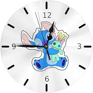 Amazon Co Jp スティッチと人形の壁紙 掛け時計 円形 シンプル 静音 おしゃれ 高級感 フレームなし インテリア 壁掛け時計 置き時計 ホーム キッチン
