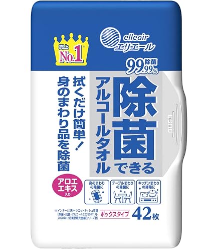 エリエール 除菌できるアルコールタオル抗菌成分プラス ボックスタイプ