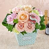 【日比谷花壇】誕生日 HAPPY BIRTHDAY イニシャルアレンジメント「S」 ピンク オレンジ系