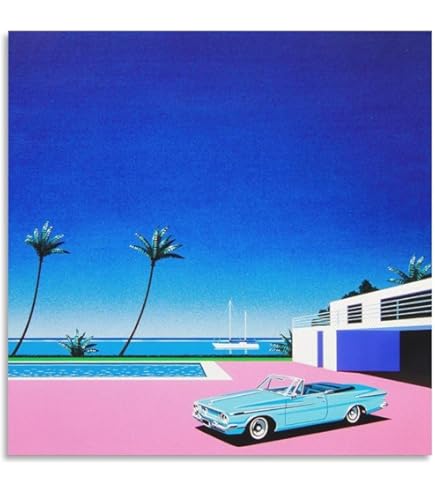 Amazon.co.jp: トライエックス ポスター 永井博/WHITE CAR AND