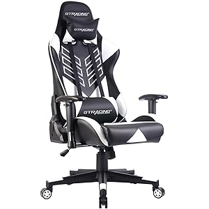 GTRACING ゲーミングチェア オフィスチェア リクライニング 多機能 パソコンチェア 事務椅子 ゲーム用チェア ヘッドレスト ランバーサポート ひじ掛け付き GT000 (GT007-WHITE)