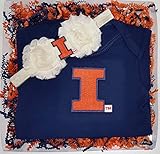 Illinois Fighting Illini Baby Onesie And Shabby弓ヘッドバンドギフトセット Newborn