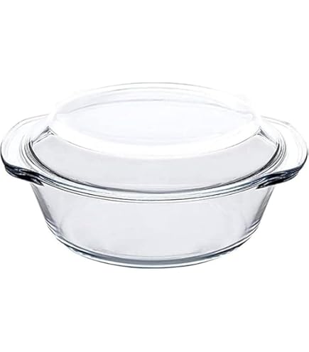 Amazon｜ふた付きガラス丸型キャセロール、耐熱ガラス調理鍋、家庭用