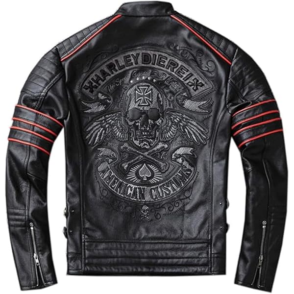 VIIBOY MOTORCYCLES SKULL RIDERSJACKET Man on motorcycle, head