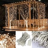 【PSE認証済み】AGPtek 3MX3M/300LEDLEDイルミネーションライト 防水国際基準IP44　8種類の点滅パターンカーテンライト　複数連結可 コントローラ付き 日本語取扱書付き クリスマ