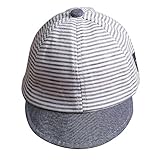 Onuneed　キッズ　 赤ちゃんキャップ　 男の子 女の子 ストライプ　丸洗い子供用 帽子　日よけ お出かけ 可愛い 春夏 (ライトグレー)