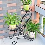 Plant shelf アイロンフラワーポットラック、3段プラントディスプレイスタンド盆栽ホルダーガーデンパティオインテリアシェルフホルダーブラック Flower racks ( 色 : ブラック ,