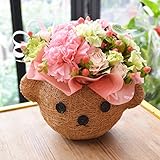 [エルフルール]【マケプレお急ぎ便対応商品】生花 くま顔バスケット店長おまかせアレンジメント お祝い フラワーギフト 誕生日 プレゼント (ブラウン)