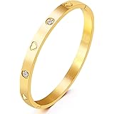 Christmas Gift MVCOLEDY Jewelry Gold /White Gold Plated Bangle Bracelet Heart Stone Stainless Steel with Crystal Bangle Brace