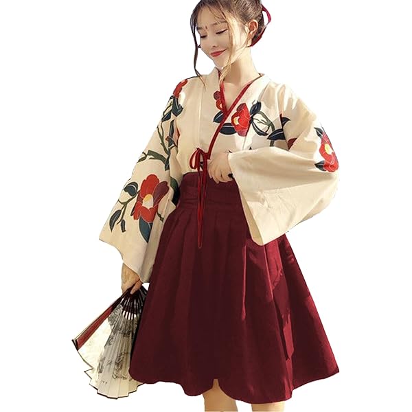 Amazon.co.jp: [Kondun] 大正ロマン 袴 和服 着物 ドレス 花柄