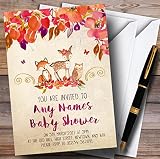 明るい花柄ウッドランドForest Animals Fox Invitationsベビーシャワー招待状 200 Invitations