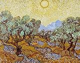 Van Gogh 黄色の空と太陽とオリーブの木 Olive Trees With Yellow Sky And Sun キャンバス複製画 60X40cm 風景 絵画 完全に立体に複製 3D 印刷 美術