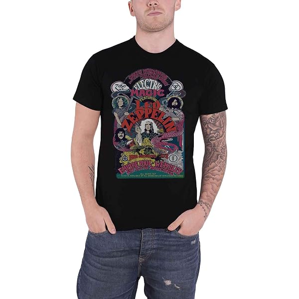 Led Zeppelin Icarus Color Band Logo T-Shirt - Official Men's Dark Heather Tee, Size XXL, Pull-On Style