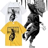 [JiaYuchL] ダンダダン オカルン 半袖Tシャツ 同人服 丸首 柔らかい ゆったり 男女兼用 夏服 (S,ホワイト)