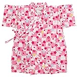 アスナロ（甚平） 甚平 ベビー 女の子 日本製生地 うさぎ 市松柄 綿100 ロンパース80 ピンク