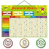 Magnetic Reward Behavior Star Chore Chart for One or Multiple Kids Includes 8 Markers + 60 Foam Back