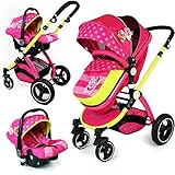 i-Safe System - Mea Lux Trio Travel System Pram & Luxury Stroller 3 in 1 Complete With Car Seat by i
