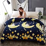 CHENGYI ブルーイエロースター漫画パターンのキルトカバーシングルピース秋と冬厚い学生のホームフランネルキルトカバー ( サイズ さいず : 150*200cm )