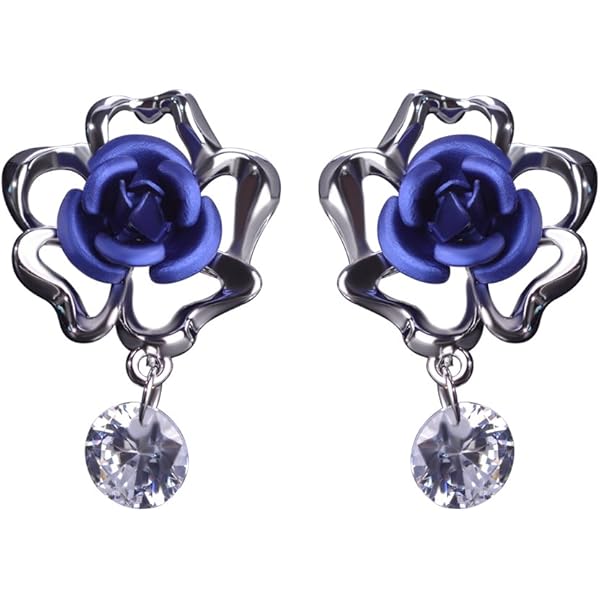 丸ごと薔薇♡薔薇ビジュー　ピアス/イヤリング✩*॰¨ Amazon | 両耳用 薔薇 ネジ式 イヤリング 花 フラワー ゴールド