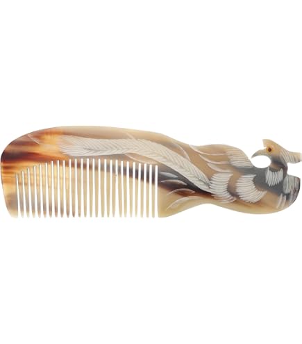 Amazon | Mikinona 静電気防止牛角彫刻コーム 1個 ポータブルヘアケア