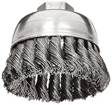 Weiler Wire Cup Brush, Threaded Hole, Steel, Partial Twist Knotted, Single Row, 2-3/4 Diameter, 0.01