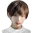Wig, Men's Short Premium Full Wig, Men's Clothing, Black Hair, Wig, Natural, Durable, Small, Popular, Gentleman, Fluffy, Everyday Use, Fashion, Handsome Fluffy, Net Included (Black Brown)