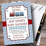 ブルーStripy Train Invitationsベビーシャワー招待状 150 Invitations