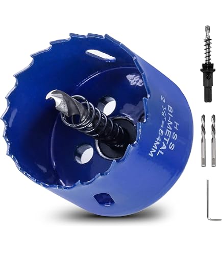 MOLLOM 222mm (8-3/4 Inch) Bi-Metal Hole Saw – M42 With 8% Cobalt, 38mm Depth, 11mm Hex Shank Arbor, 2 Pilot Bits & Spring Ejector, For PVC, Drywall, Wood, Plastic, Gypsum, Rubber