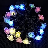 イルミネーション ストレート,ガーデンライト,【ELTD】クリスマス ライト LED防雨防水型 カラー ローズ電飾 ドロープライトフォールライト 太陽発電 光センサー内蔵 自動ON/OFFー (ローズ
