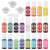 レジン 着色剤 25点セット レジン着色剤20色セット 10ml シリコンカップ3個 スティック2本 液体レジン用着色料 レジンカラー レジン着色セット