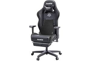 AutoFull(オートフル) ゲーミングチェア デスクチェア 人間工学 3Dランバーサポート 椅子 座り心地最高 腰痛対策 昇降アームレスト チェア オットマン付き 在宅 リモート パソコンチェア PUレザー ブラック 黒 3年保証 C3