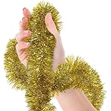 Copeflap キラキラ ガーランド ツリー 飾り モール 全長10m パーティー ティンセルガーランド (金)