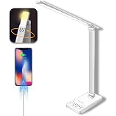 LED Desk Lamp, Battery Operated Cordless Table Lamp with 35 Adjustable Modes, USB Charging Port, Night Light & Timer, Recharg