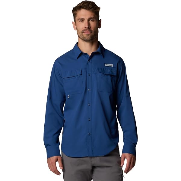 Columbia Men's Bahama II Long Sleeve Fishing Shirt - UPF 30 Sun Protection, Size Large (Snowdrift)