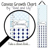 子供用キャンバスGrowth Chart NavyブルーアーガイルとドットBaby Boy NurseryキャンバスGrowth Chart gc0226