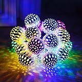 Yalufa イルミネーションライト 20LED モロッコ風 ボール カラフル ストリングライト ソーラー充電式 光センサー内蔵 自動点灯 2発光モード 防水防雨 クリスマス 飾り