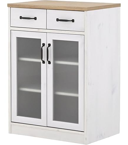 Amazon｜食器棚 ロータイプ 幅118cm レンジ台 コンセント付 大型
