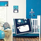 Happy Chic Baby Jonathan Adler Party Whale 4Piece Crib Bedding Set, Blue/White by Crown Crafts, Inc.