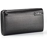 メンズ 財布 長財布 レザー クラッチ ラージ ビジネス ハンドバッグ 電話 カードホルダー ケース ギフト 男性 父 息子 夫 ボーイフレンド, Y-ブラック, 2XL