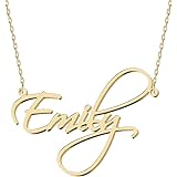 UMAGICBOX Personalized Dainty Name Necklace 18K Real Gold Plated Stainless Steel Hypoallergenic No Fade Custom Engraved Initi