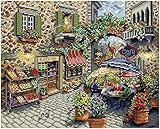 Awesocrafts クロスステッチスタンプキット コーヒーショップ イージーパターン クロスステッチ 刺繍針仕事キット 14CT 2ストランド