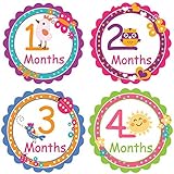 PAMBO Monthly Baby Stickers 16Pcs | Waterproof Milestone Newborn Stickers for Boys & Girls | Ideal F