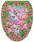 トイレTattoos Flamingo 's Fancy装飾アップリケfor Toilet Lid Elongated TT-7307-O 1